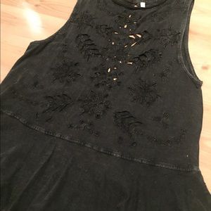 Free people drop waist laser cutout tunic - NWOT